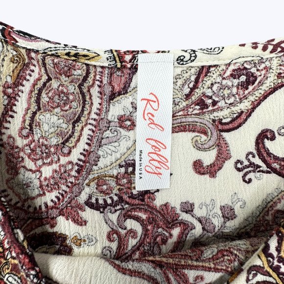 Red Lolly Blouse‎ Open Sleeve With Tie Detail Size Medium - Picture 5 of 8